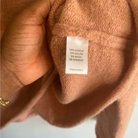 Coco+carmen acrylic blend blush pink side tie bell sleeve crew sweater… - Picture 4 of 7